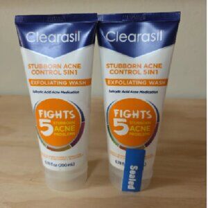 2 pack Clearasil Stubborn Acne Control 5in1 Exfoliating Wash, Maximum Strenght